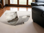 17" Brushed Silver Modern Magazine Basket-Organizers-DECOROLALA