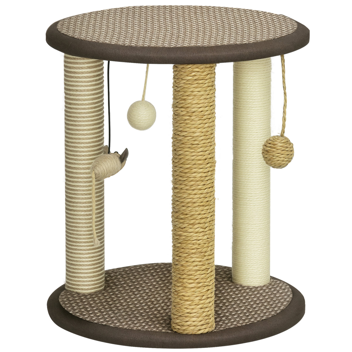17" Cat Tree Activity Center with Scratching Posts - Brown-Cats-DECOROLALA