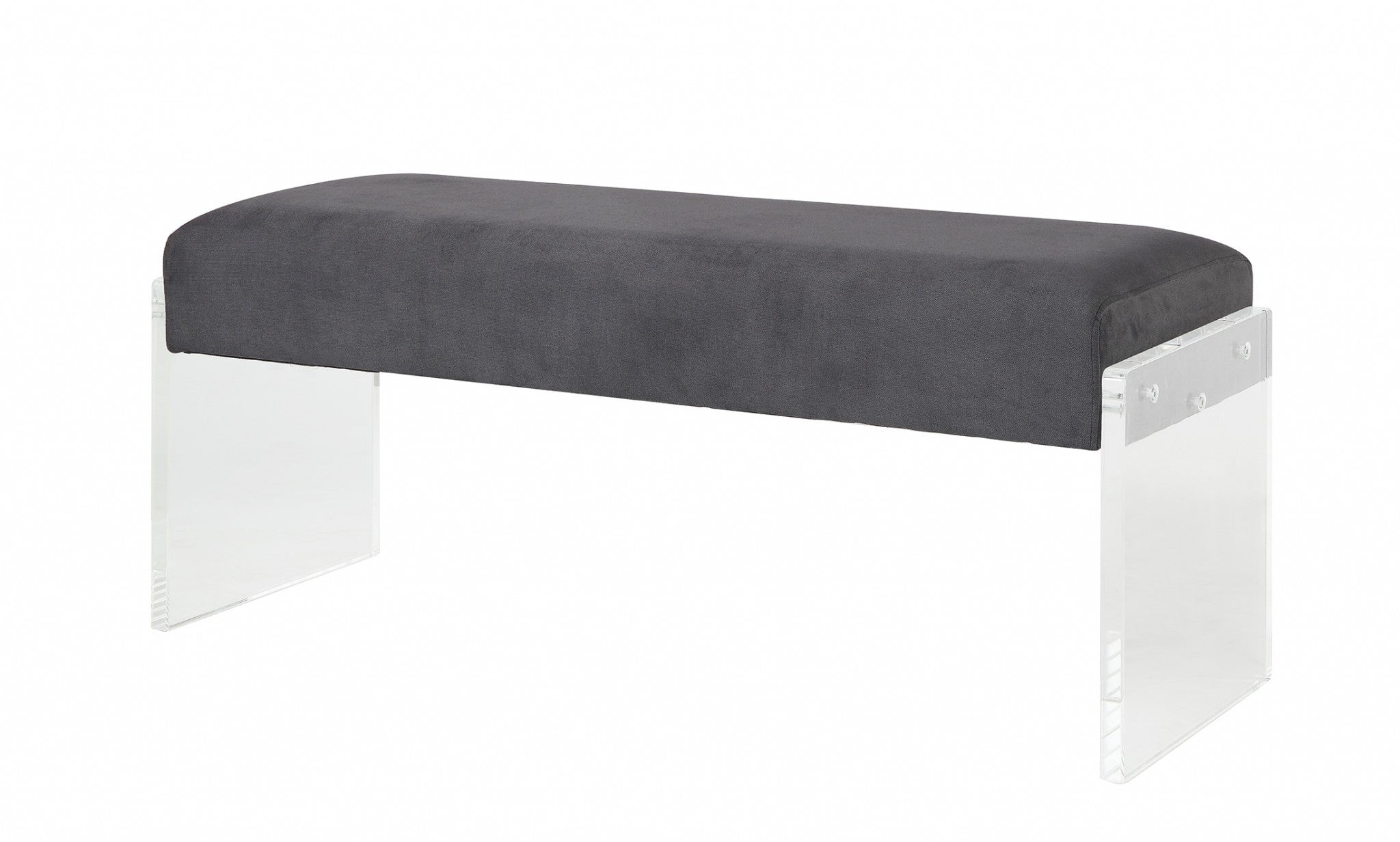 17" Charcoal and Clear Upholstered Polyester Blend Bench-Benches-DECOROLALA