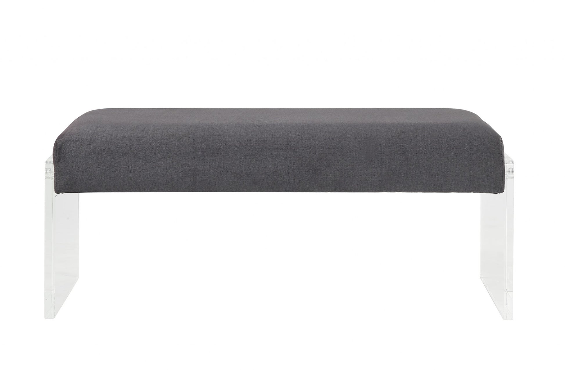 17" Charcoal and Clear Upholstered Polyester Blend Bench-Benches-DECOROLALA