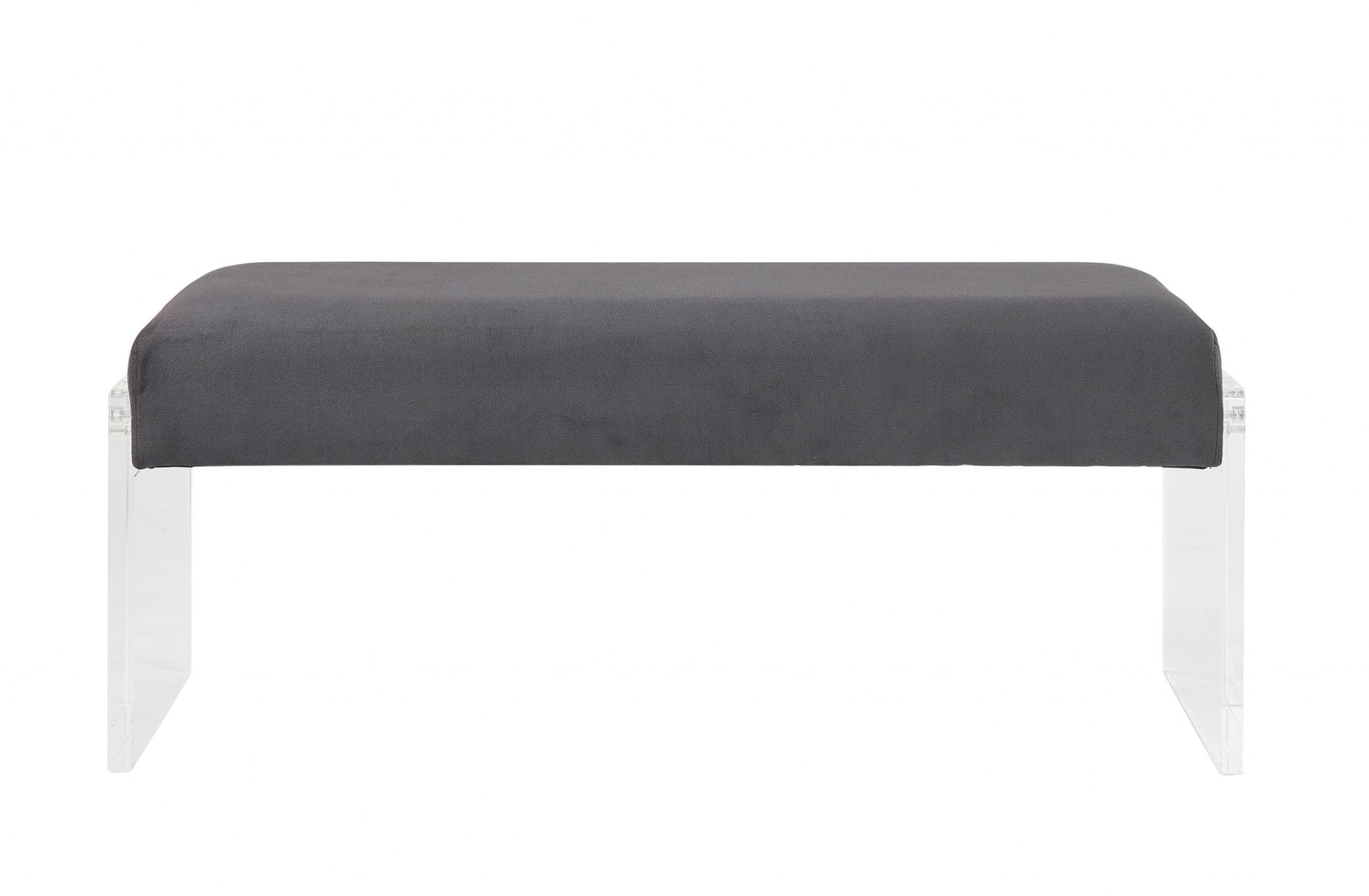 17" Charcoal and Clear Upholstered Polyester Blend Bench-Benches-DECOROLALA
