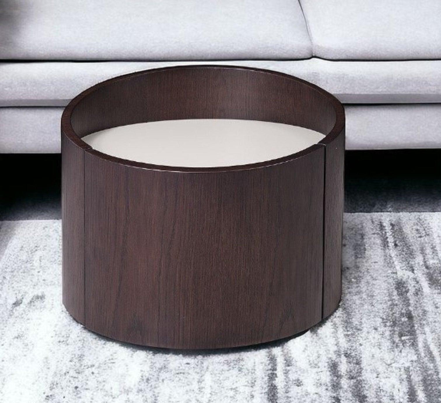 17" Dark Brown Solid Wood Round End Table-End-Side Tables-DECOROLALA