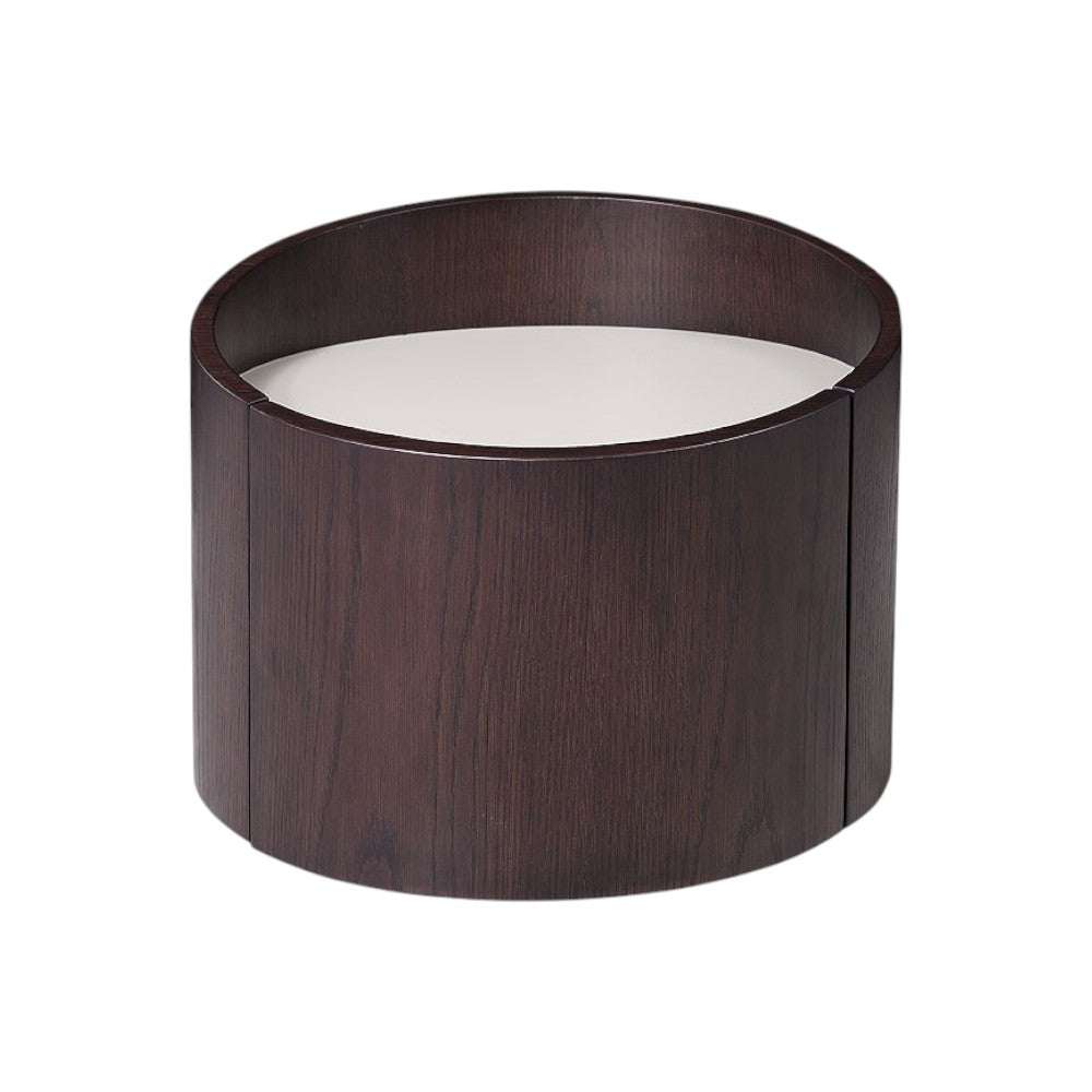 17" Dark Brown Solid Wood Round End Table-End-Side Tables-DECOROLALA