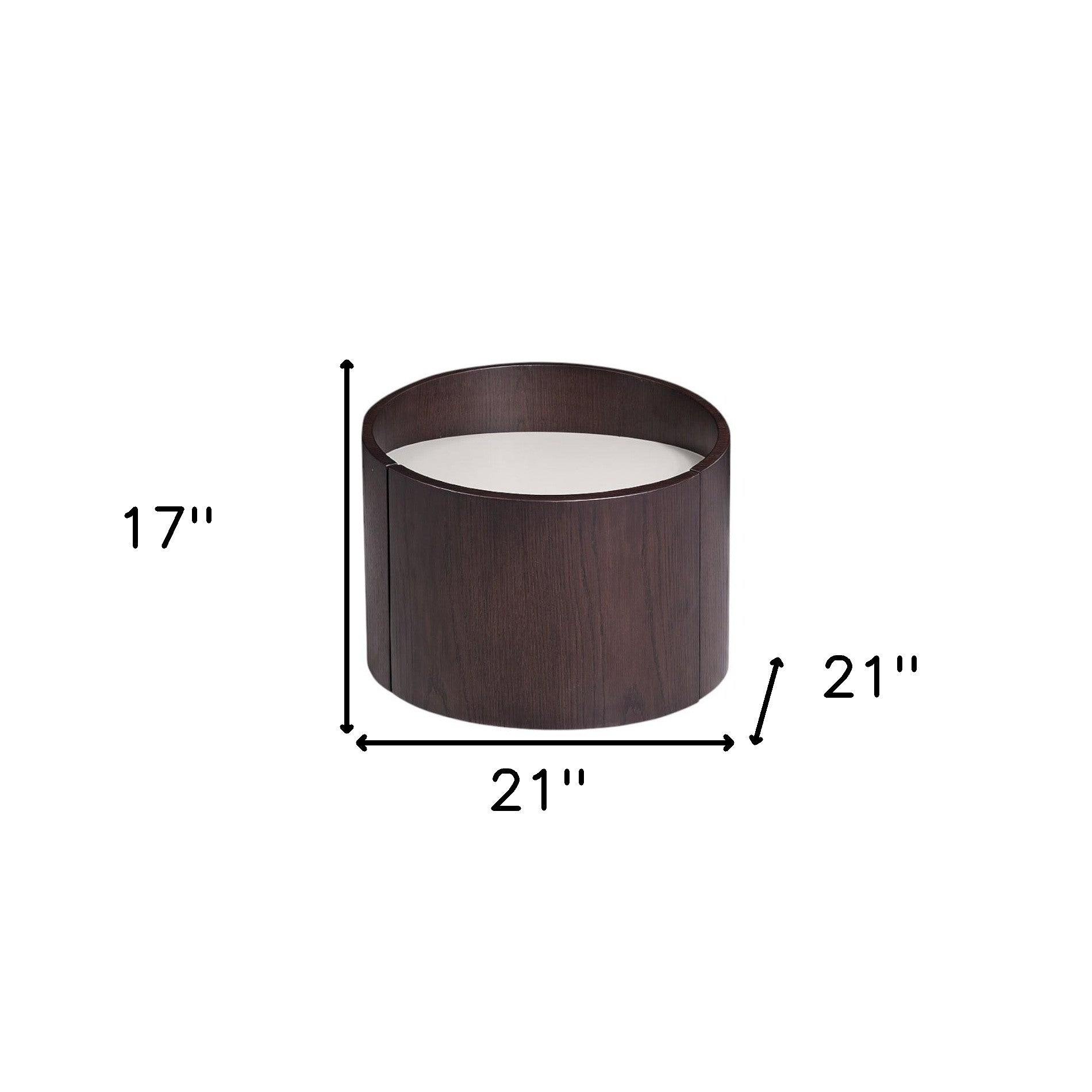 17" Dark Brown Solid Wood Round End Table-End-Side Tables-DECOROLALA