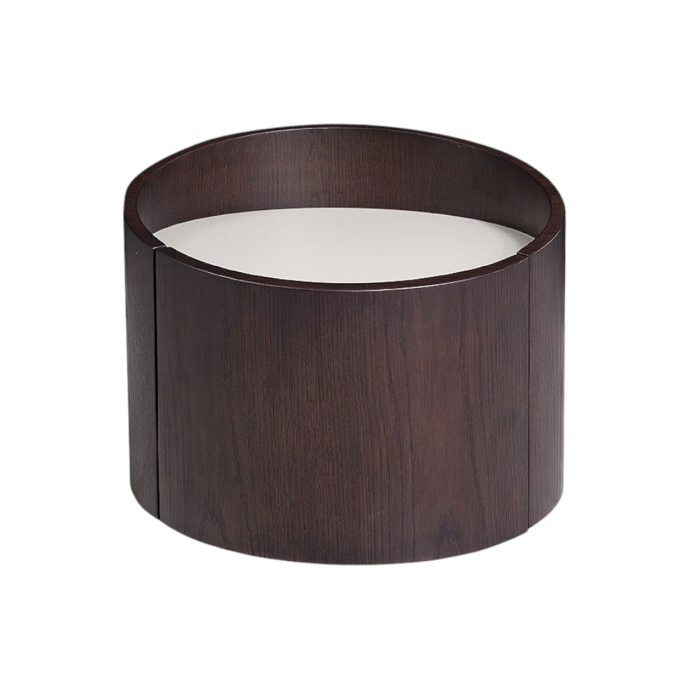 17" Dark Brown Solid Wood Round End Table-End-Side Tables-DECOROLALA