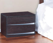 17" Dark Brown Two Drawers Manufactured Wood Mirrored Nightstand-Nightstands & Bedside Tables-DECOROLALA