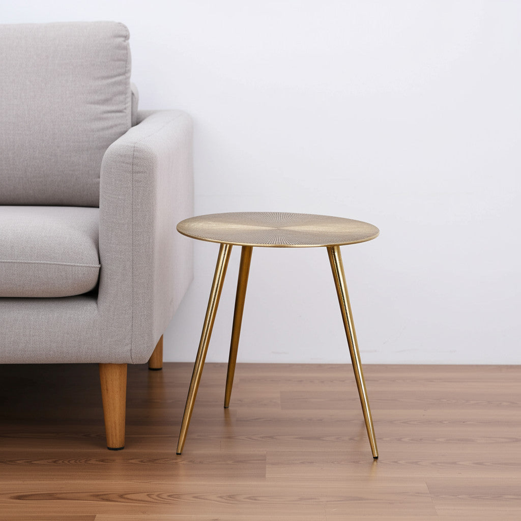 17" Gold Metal Round End Table-End-Side Tables-DECOROLALA