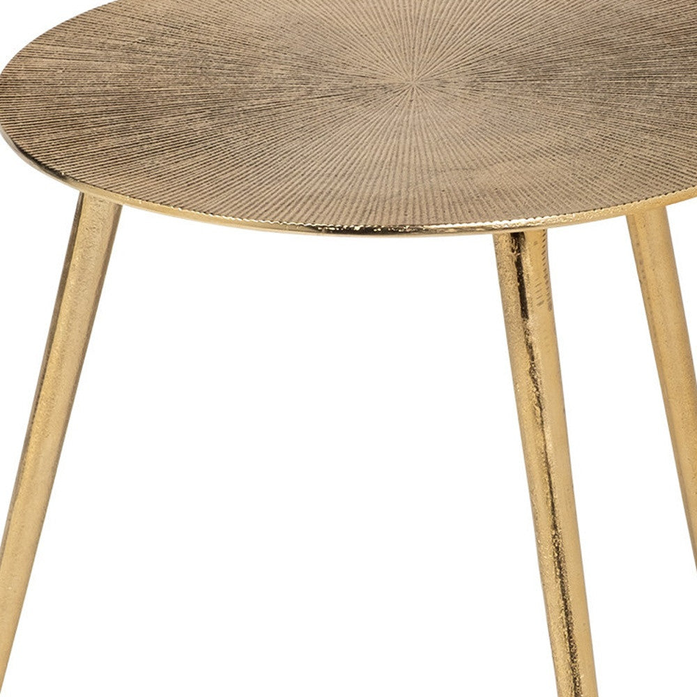 17" Gold Metal Round End Table-End-Side Tables-DECOROLALA