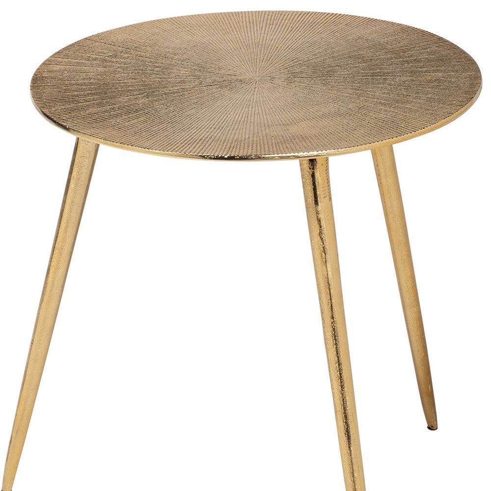 17" Gold Metal Round End Table-End-Side Tables-DECOROLALA