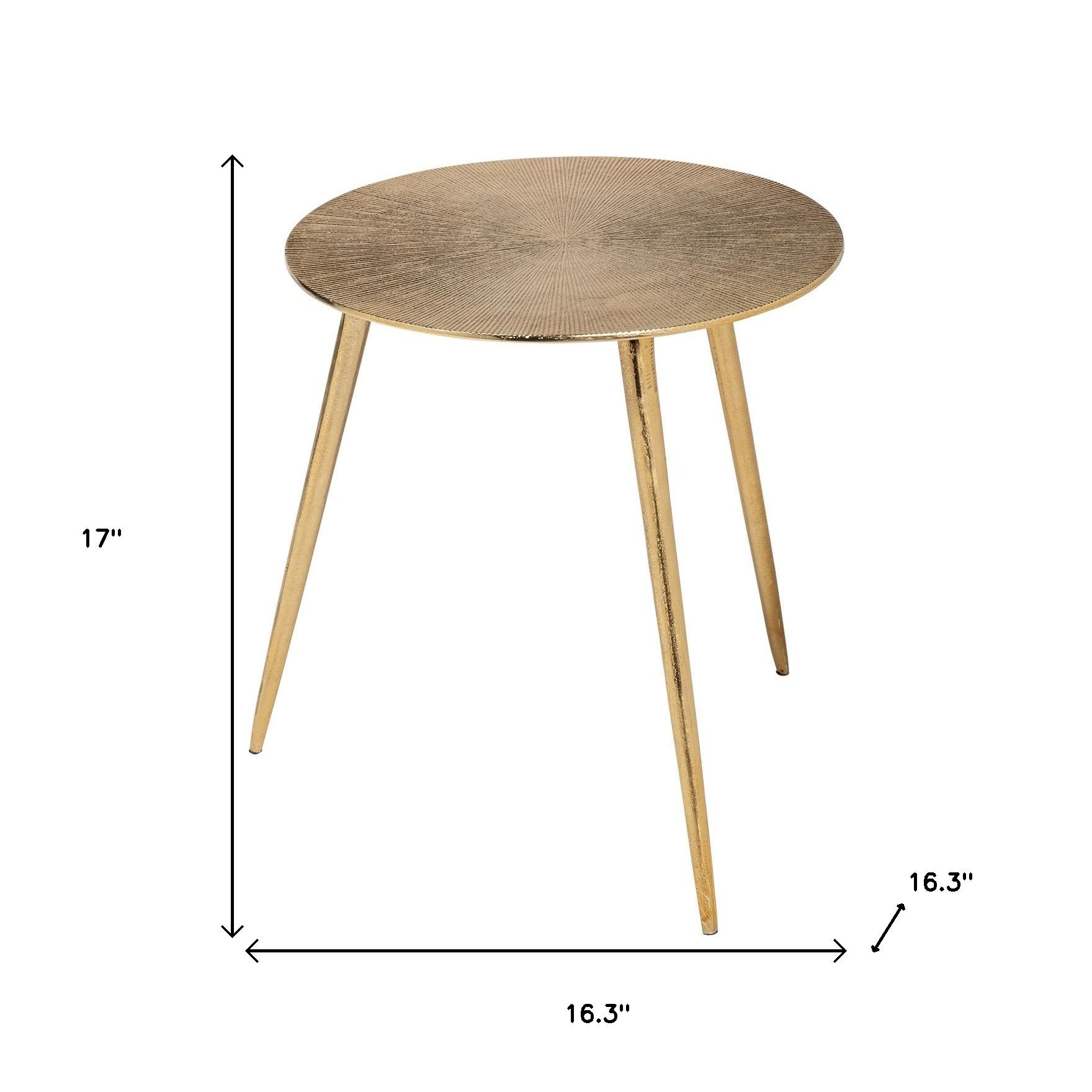 17" Gold Metal Round End Table-End-Side Tables-DECOROLALA