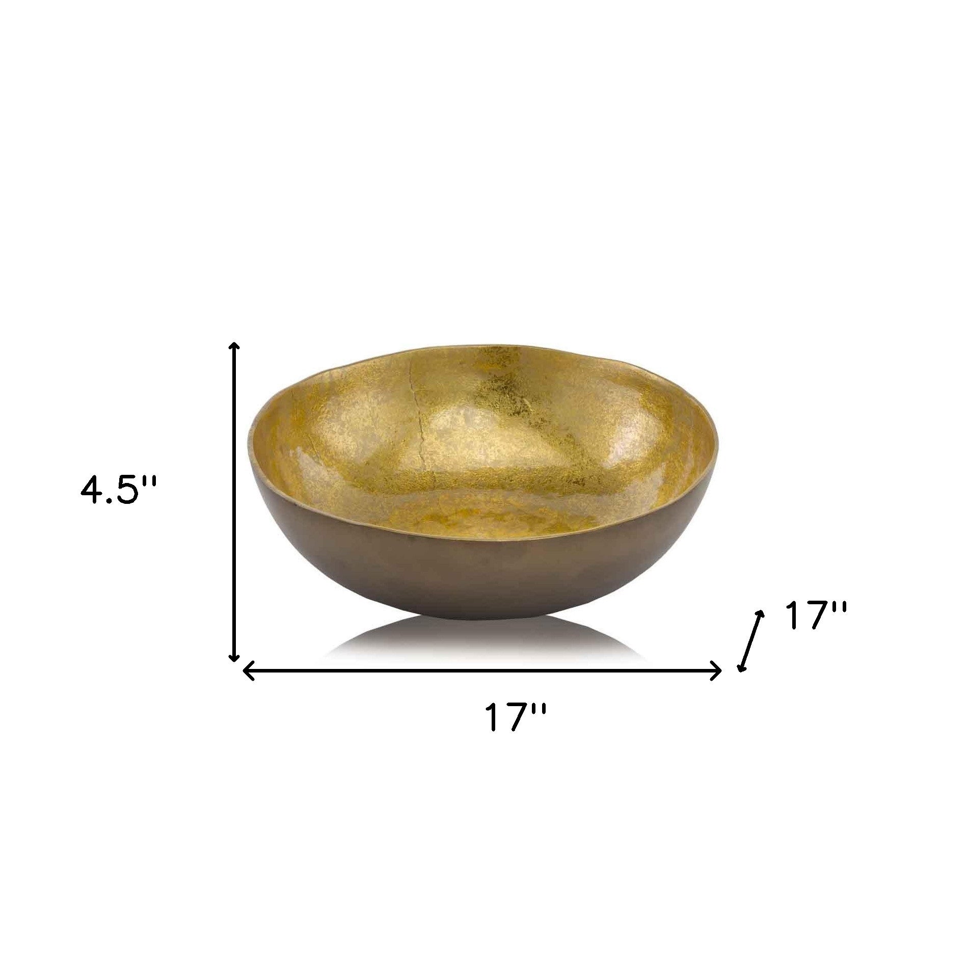 17" Gold and Bronze Aluminum Round Centerpiece Bowl-Serving Bowls-DECOROLALA