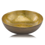 17" Gold and Bronze Aluminum Round Centerpiece Bowl-Serving Bowls-DECOROLALA