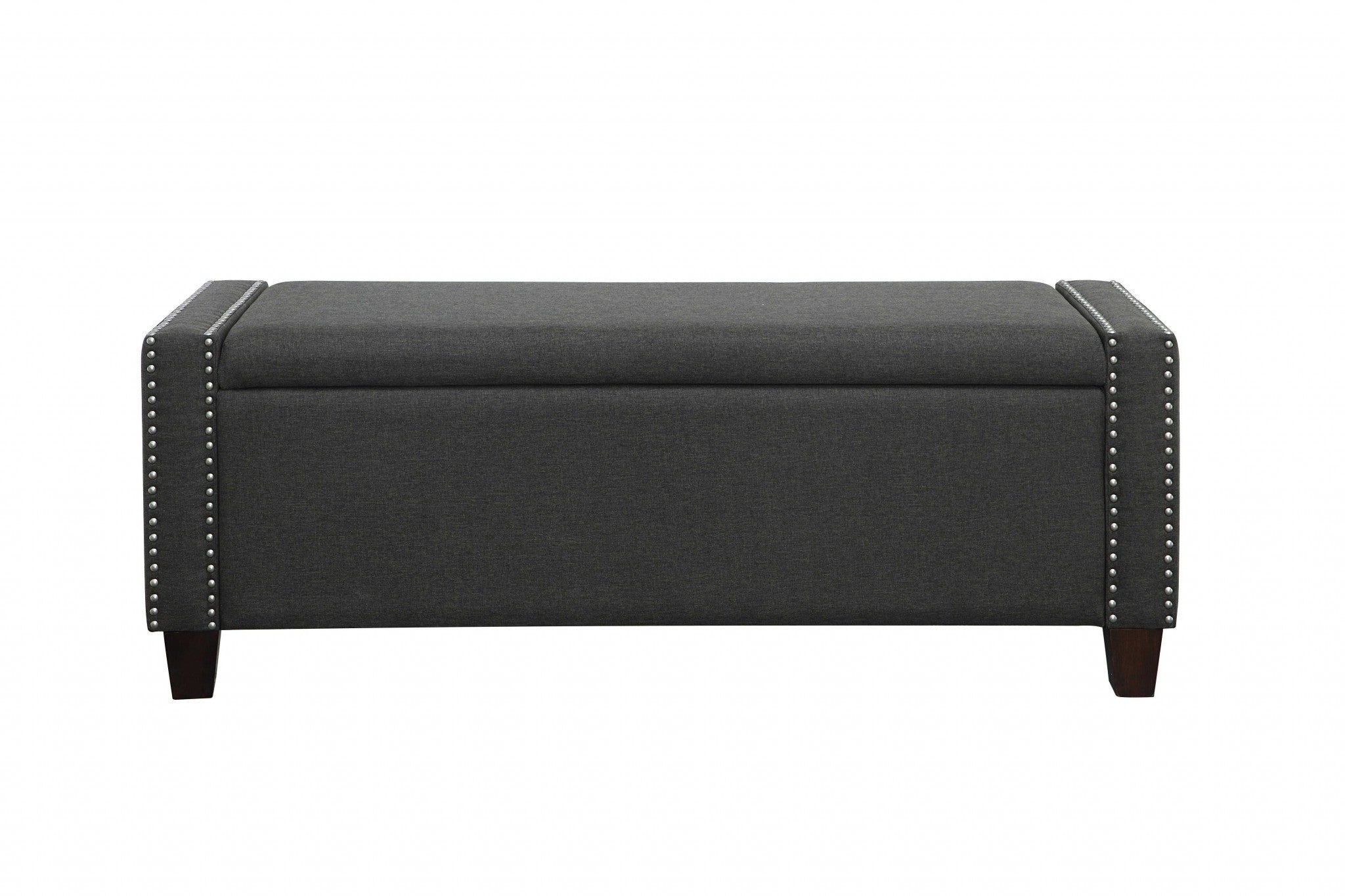 17" Gray and Brown Upholstered Linen Bench with Flip top-Benches-DECOROLALA