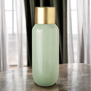 17" Green Abstract Cylinder Crystal Glass Table Vase-Vases-DECOROLALA