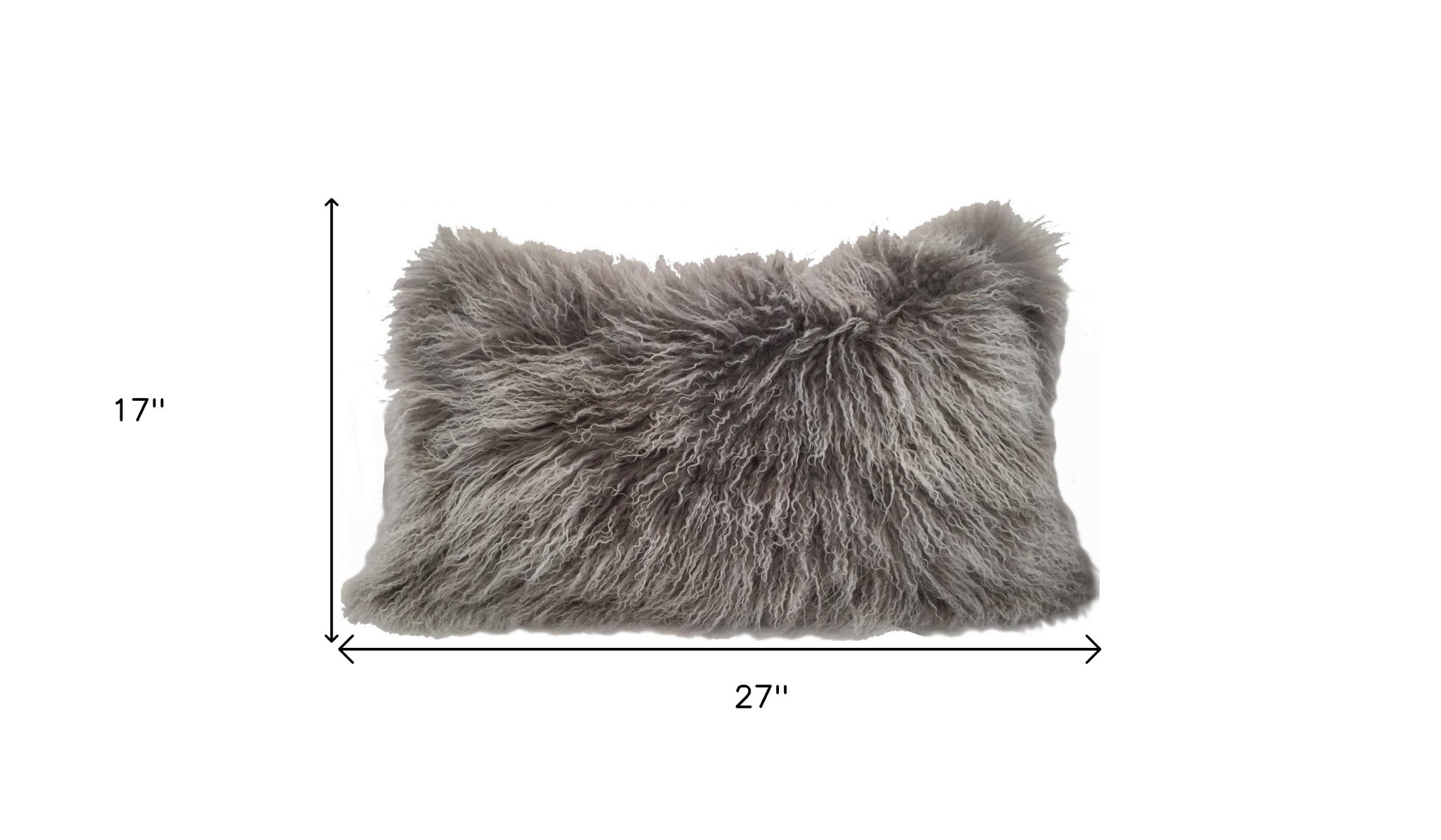 17" Grey Genuine Tibetan Lamb Fur Pillow With Microsuede Backing-Accent Throw Pillows-DECOROLALA