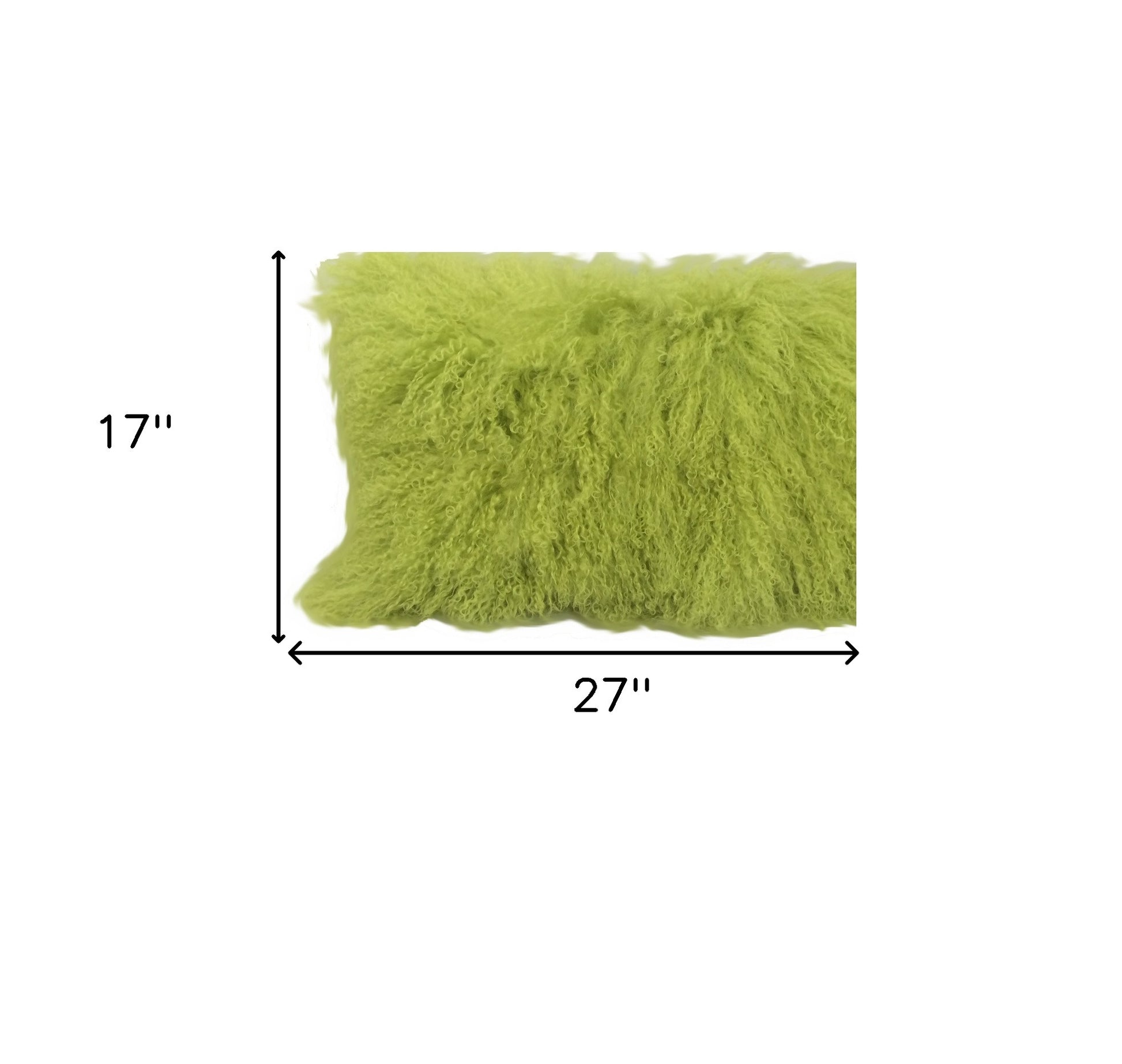17" Lime Green Genuine Tibetan Lamb Fur Pillow With Microsuede Backing-Accent Throw Pillows-DECOROLALA