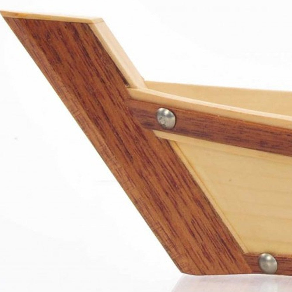 17" Natural and Brown Wood Sushi Boat Serving Tray-Trays-DECOROLALA