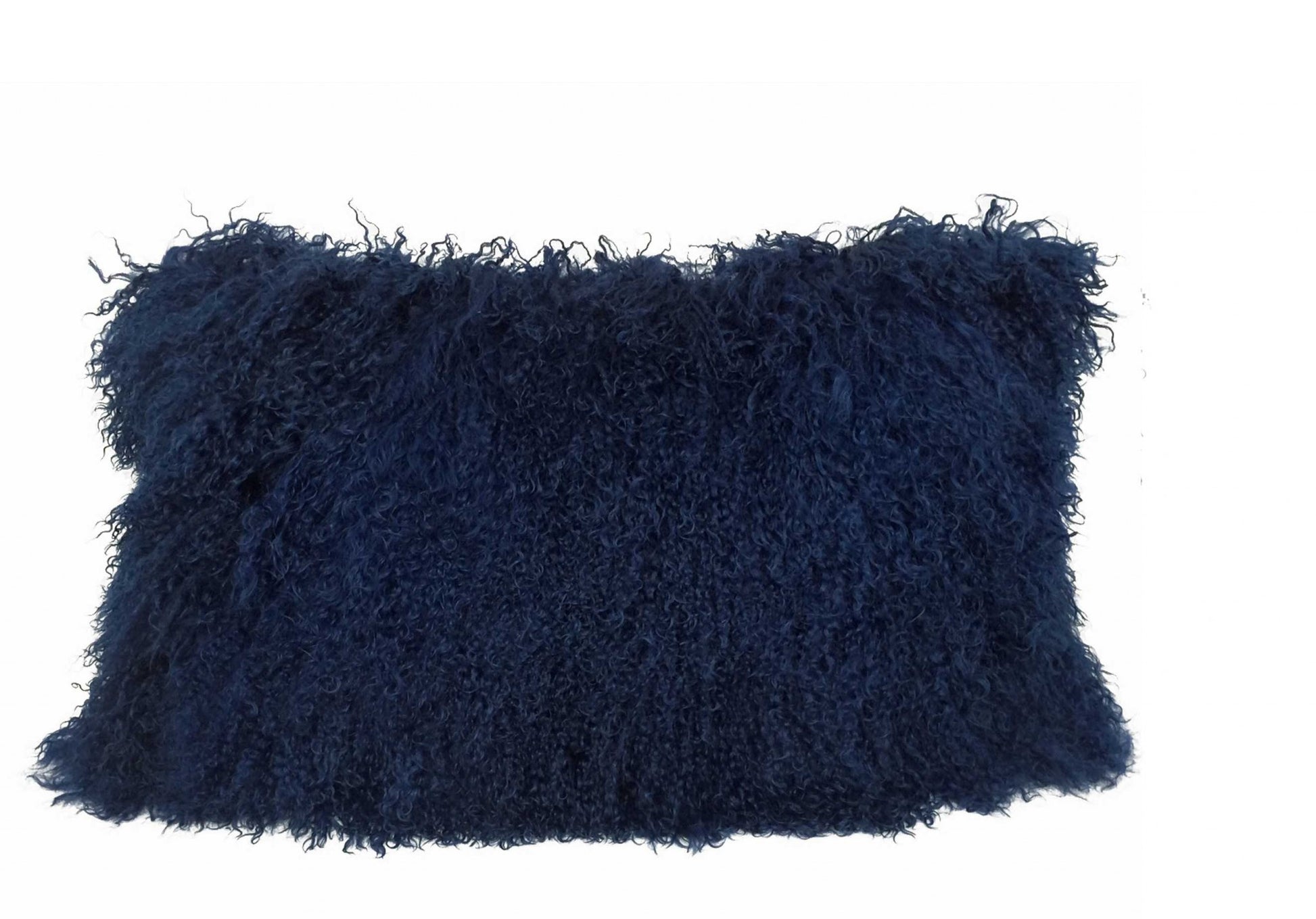 17" Navy Blue Genuine Tibetan Lamb Fur Pillow With Microsuede Backing-Accent Throw Pillows-DECOROLALA