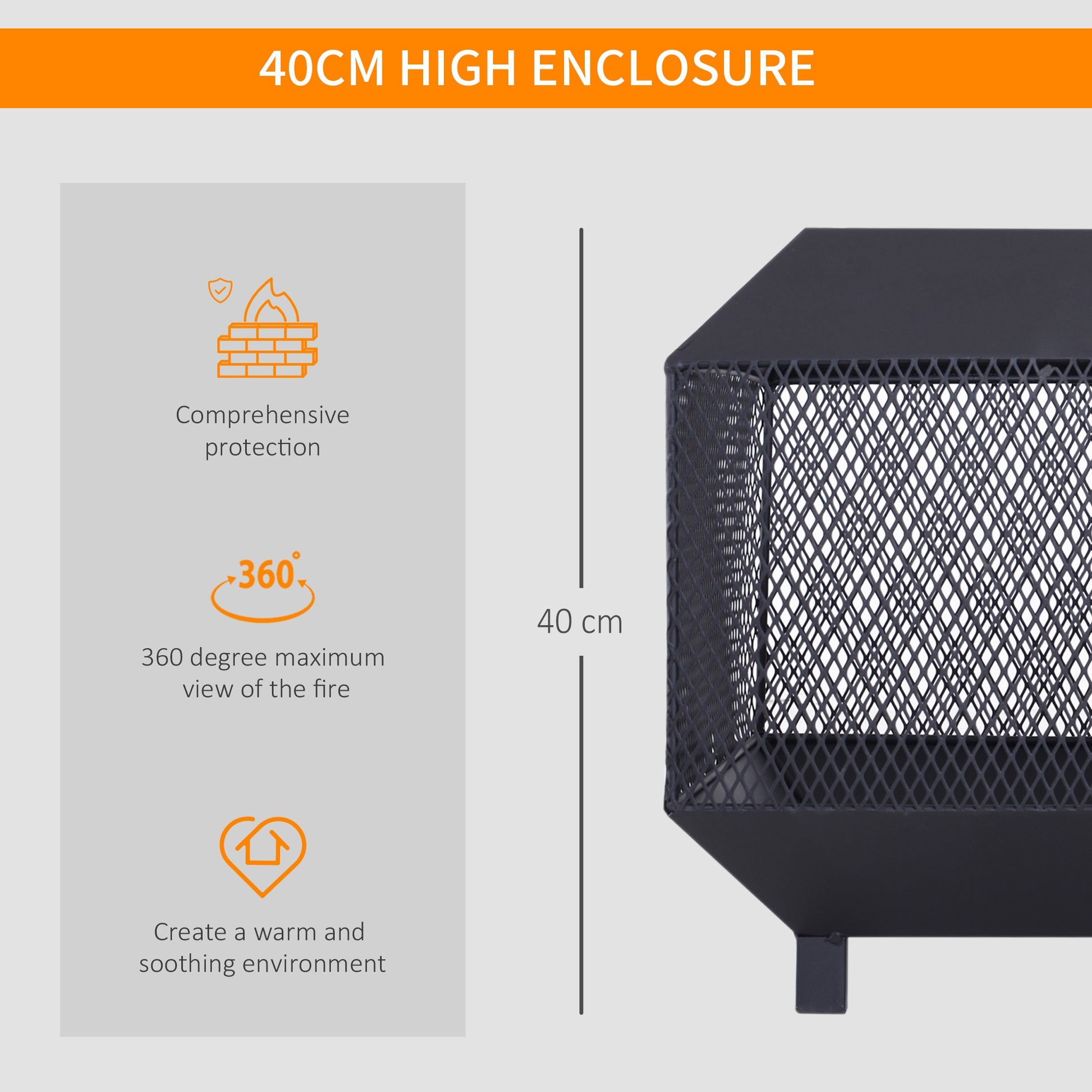 17" Outdoor Wood Burning Fire Pit with Poker - Black Metal-Patio & Garden > Fire Pits-DECOROLALA