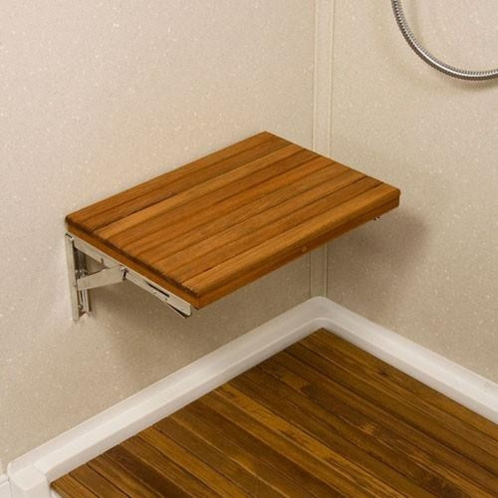 17" Premium Wall Mount Teak Shower Bench-Shower Benches-DECOROLALA