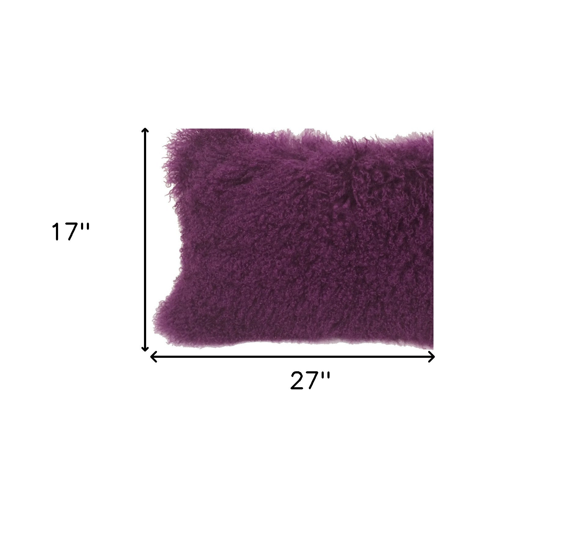 17" Purple Genuine Tibetan Lamb Fur Pillow With Microsuede Backing-Accent Throw Pillows-DECOROLALA