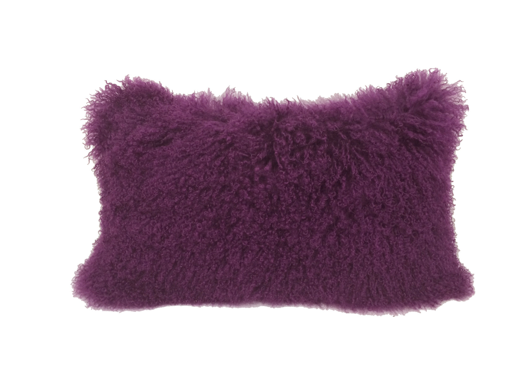 17" Purple Genuine Tibetan Lamb Fur Pillow With Microsuede Backing-Accent Throw Pillows-DECOROLALA