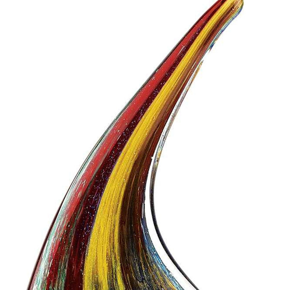 17" Red and Yellow Murano Glass Fish Figurine Tabletop Sculpture-Sculptures-DECOROLALA
