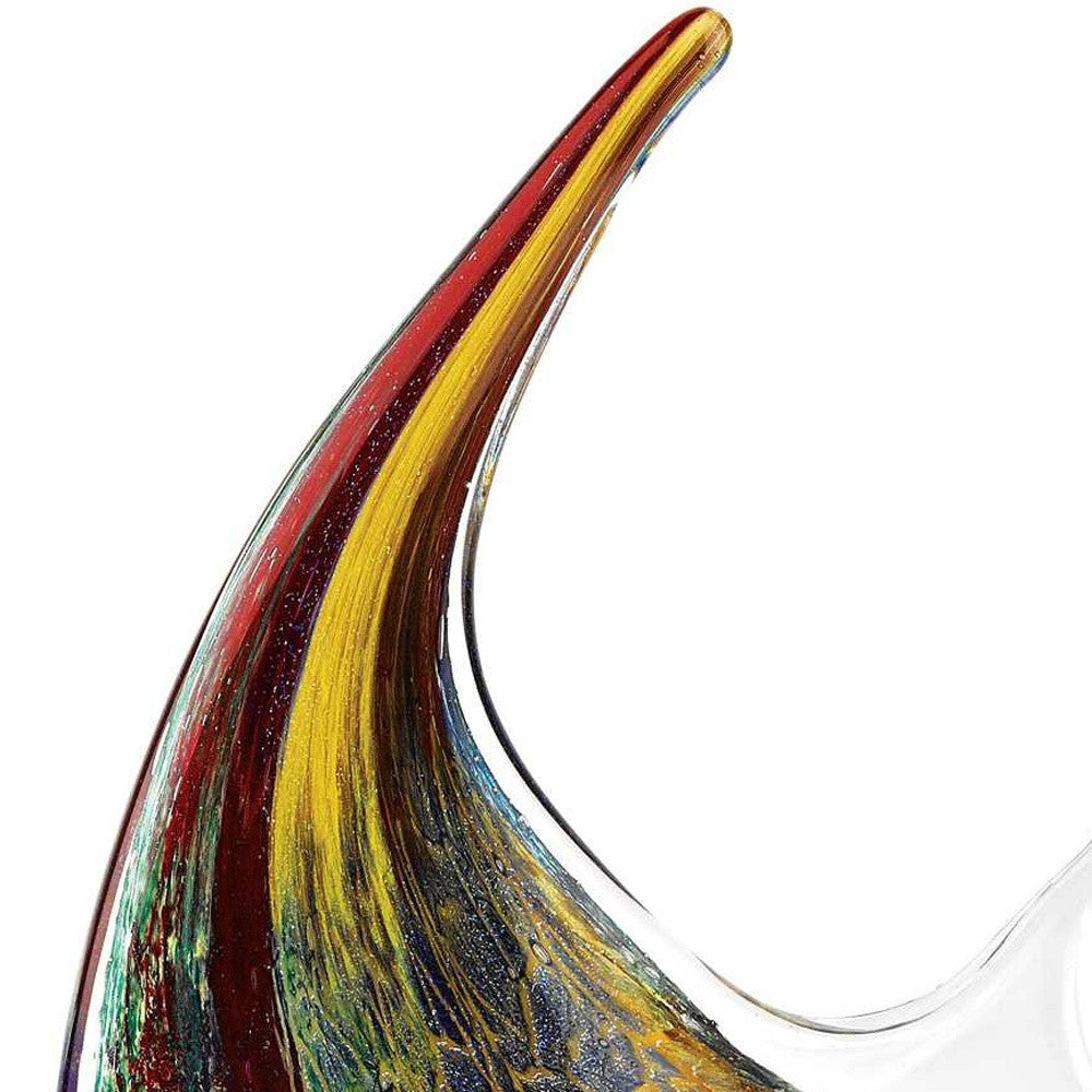 17" Red and Yellow Murano Glass Fish Figurine Tabletop Sculpture-Sculptures-DECOROLALA