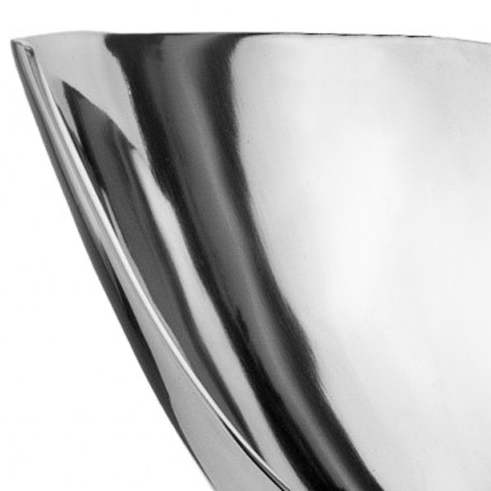 17" Silver Aluminum Modern Abstract Centerpiece Bowl-Serving Bowls-DECOROLALA