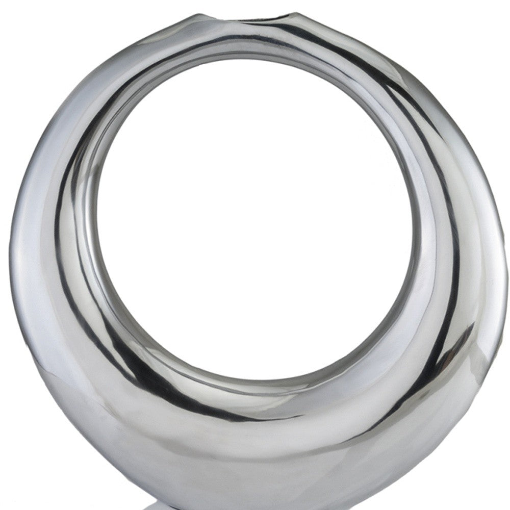 17" Silver Aluminum Ring Hoop Table Vase-Vases-DECOROLALA