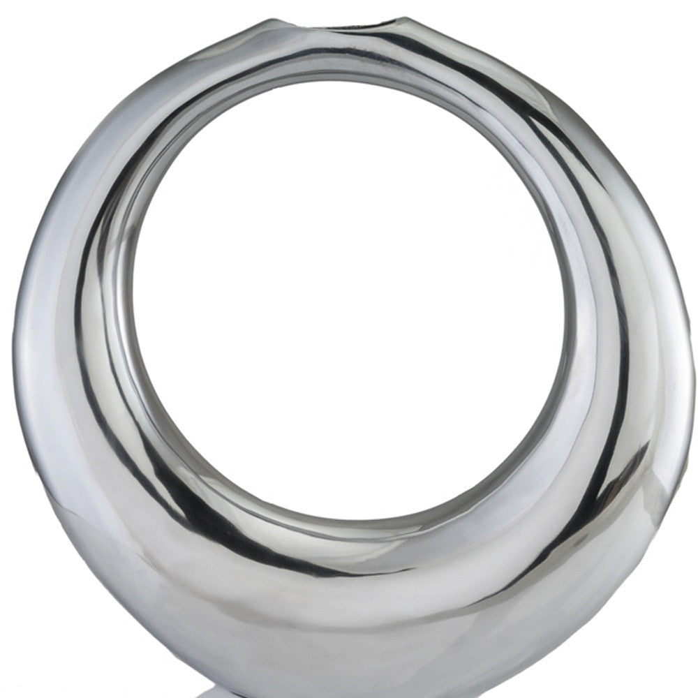 17" Silver Aluminum Ring Hoop Table Vase-Vases-DECOROLALA