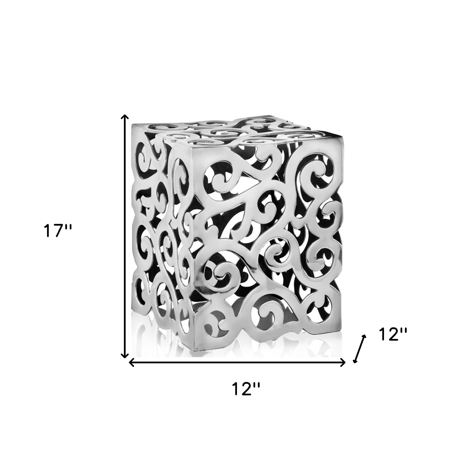 17" Silver Aluminum Square End Table-End-Side Tables-DECOROLALA