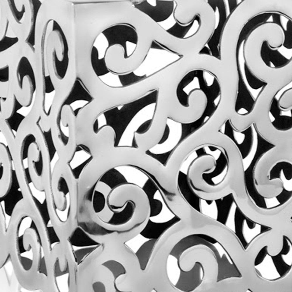 17" Silver Aluminum Square End Table-End-Side Tables-DECOROLALA