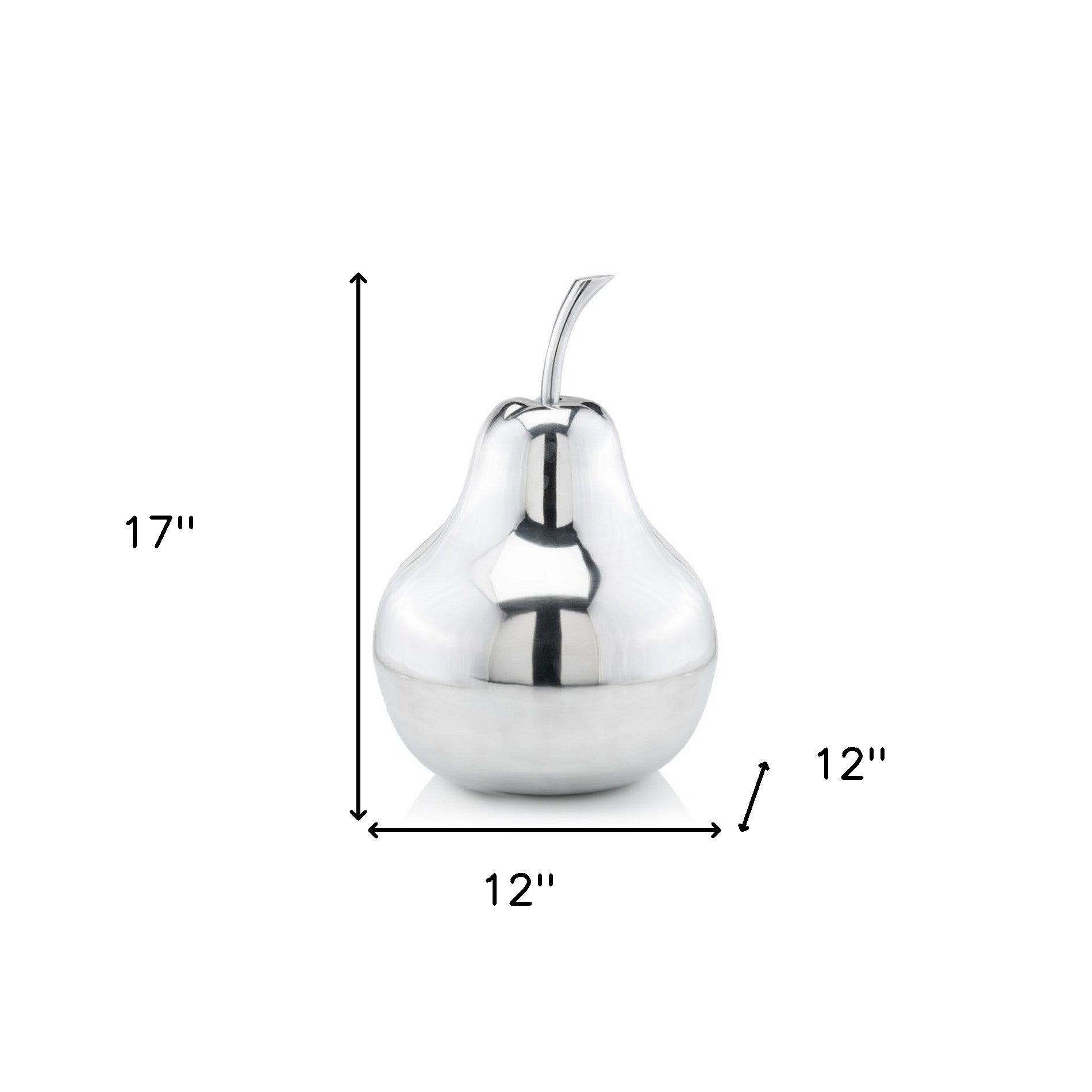 17" Silver Buffed Aluminum Decorative Pear Tabletop Sculpture-Sculptures-DECOROLALA