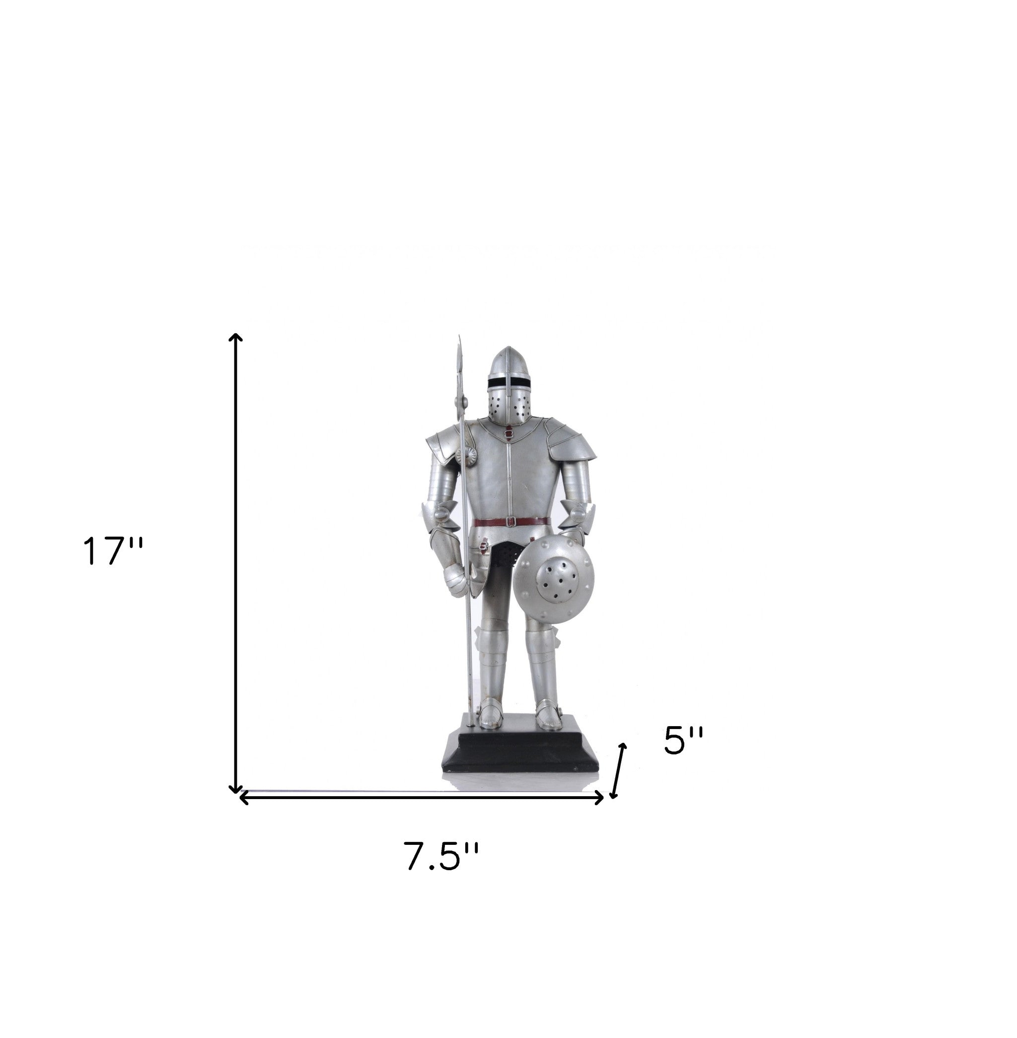 17" Silver Metal Hand Painted Figurine Tabletop Sculpture-Sculptures-DECOROLALA