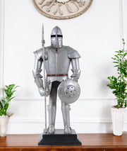 17" Silver Metal Hand Painted Figurine Tabletop Sculpture-Sculptures-DECOROLALA