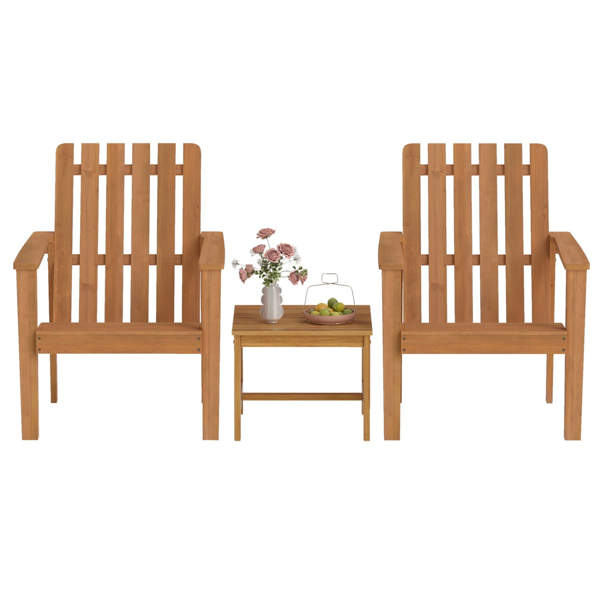17” Square Patio Acacia Wood Side Table with Slatted Tabletop-Set of 2-End & Side Tables-DECOROLALA