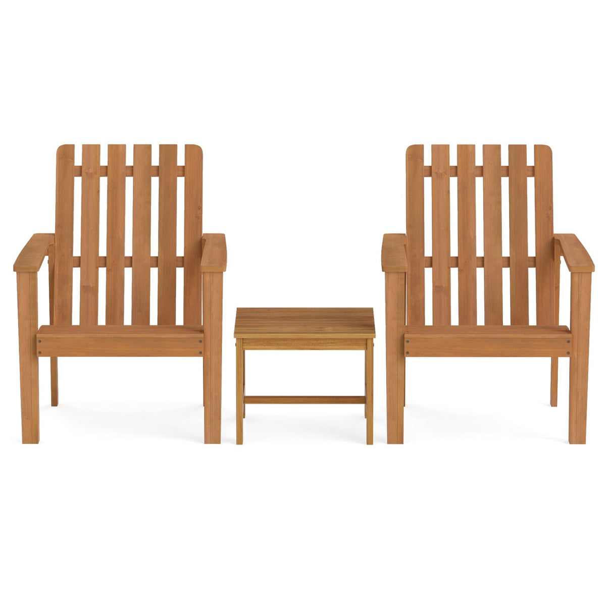 17” Square Patio Acacia Wood Side Table with Slatted Tabletop-Set of 2-End & Side Tables-DECOROLALA
