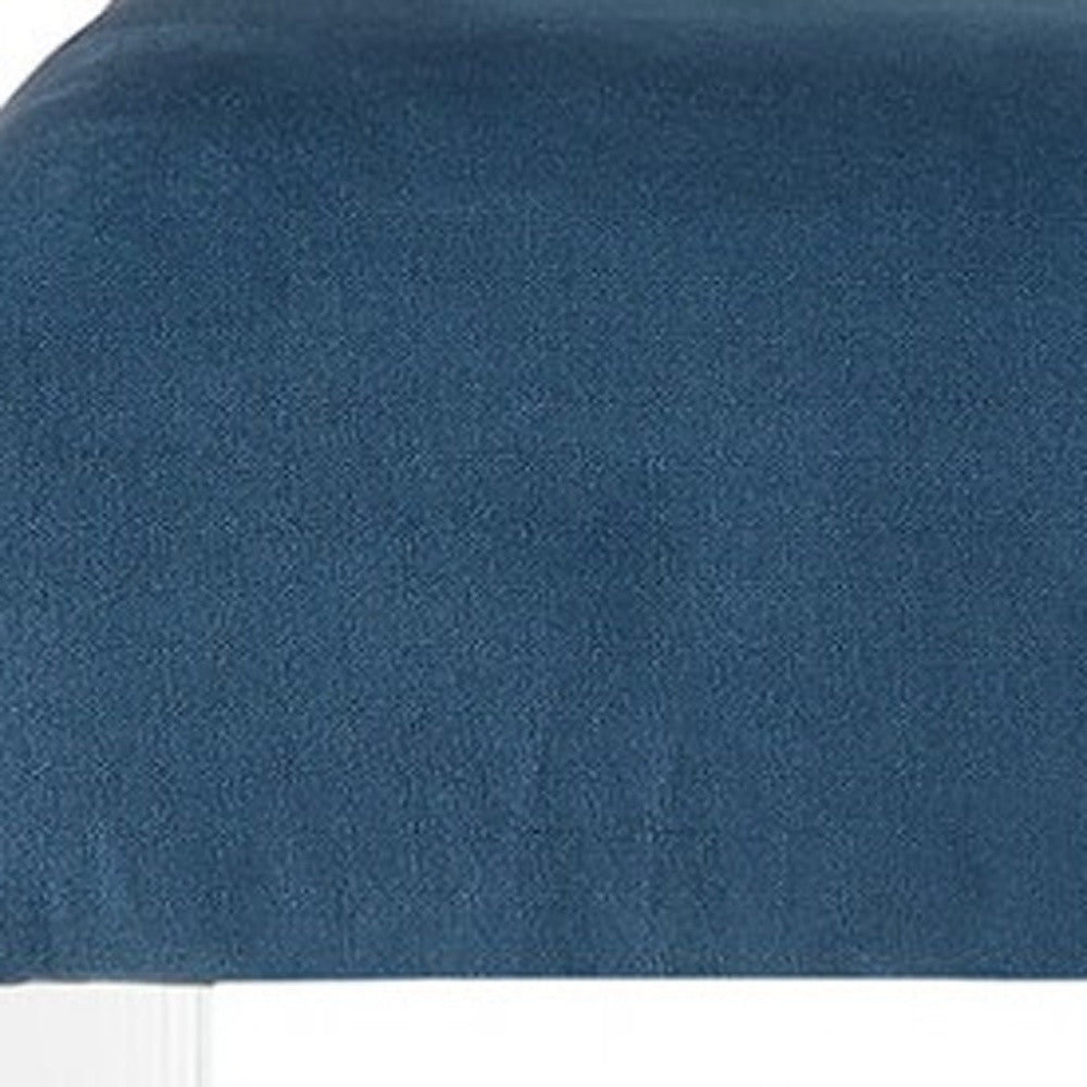 17" Teal Blue and Clear Upholstered Polyester Blend Bench-Benches-DECOROLALA