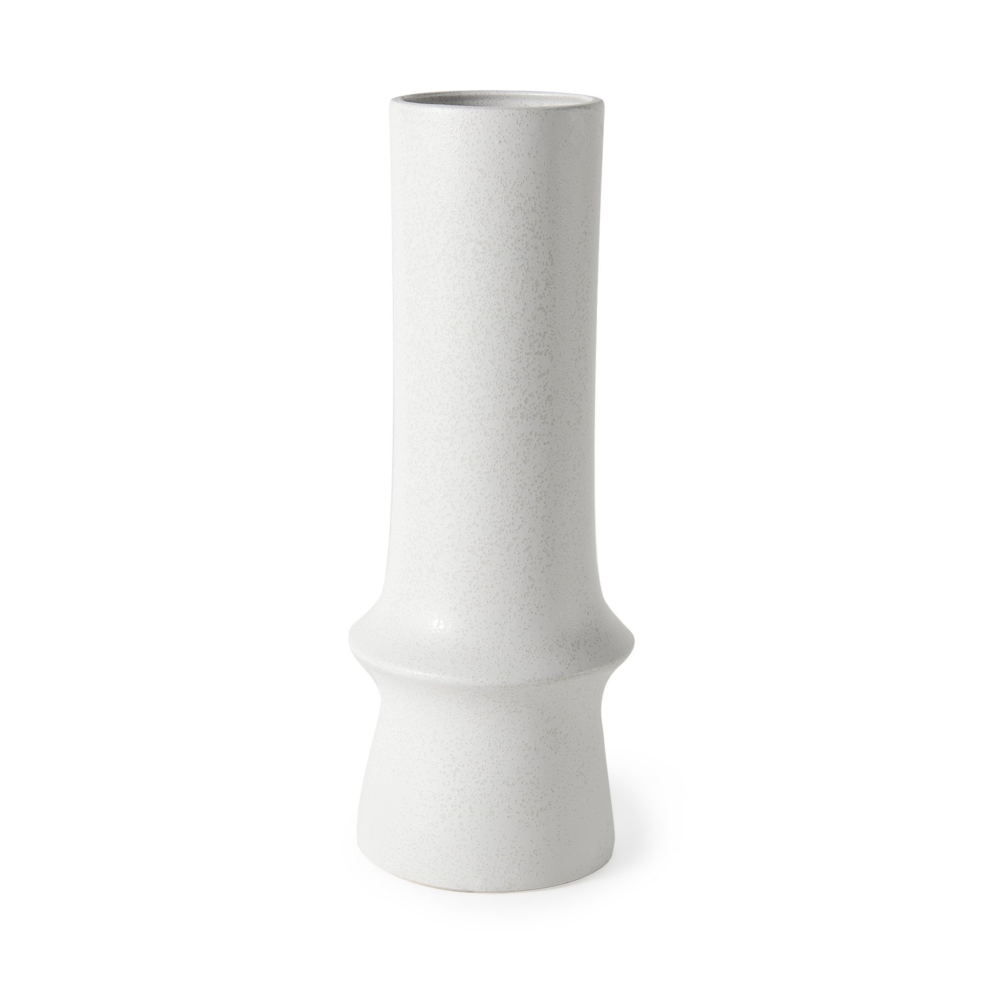 17" White Abstract Cylinder Ceramic Table Vase-Vases-DECOROLALA