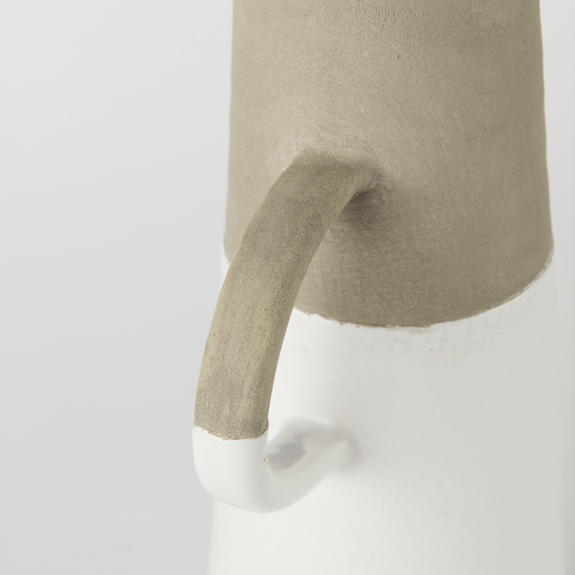 17" White and Natural Ceramic Decorative Jug Tabletop Sculpture-Sculptures-DECOROLALA