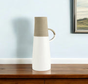 17" White and Natural Ceramic Decorative Jug Tabletop Sculpture-Sculptures-DECOROLALA