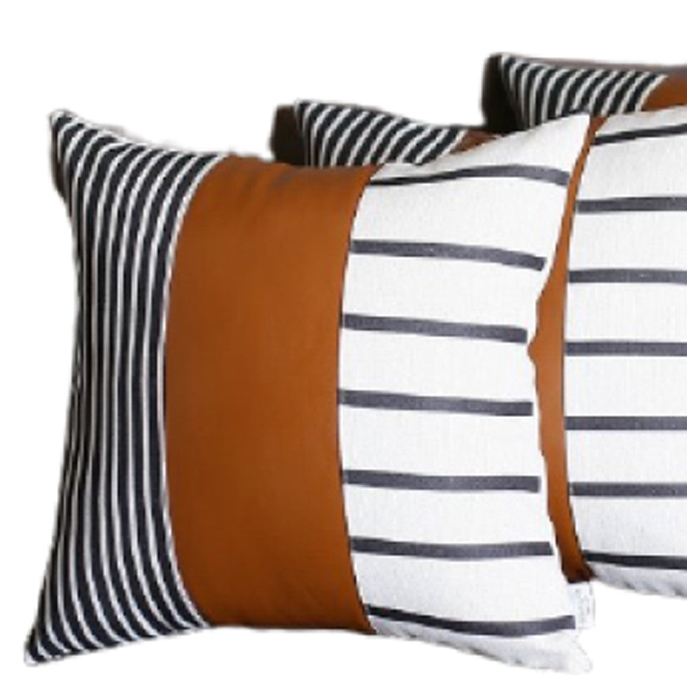 17 X 17 Brown Faux Leather Throw Pillow Cover-Accent Throw Pillows-DECOROLALA