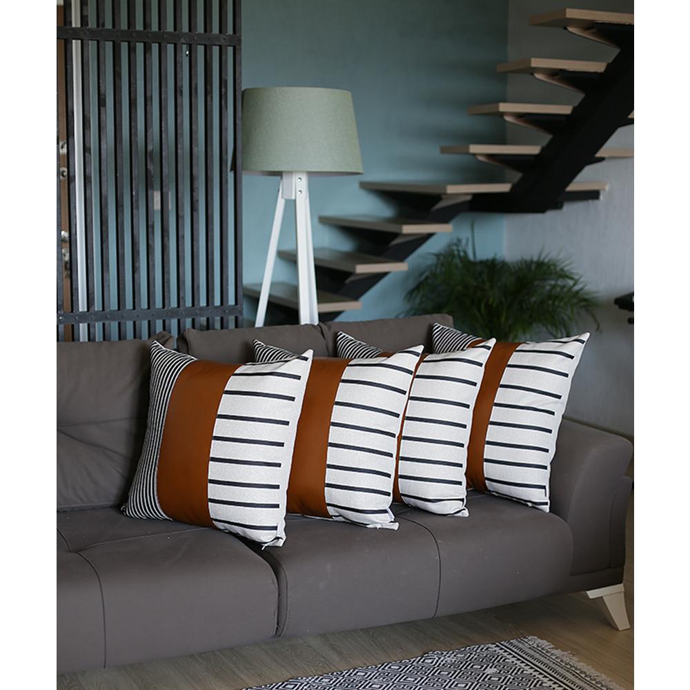 17 X 17 Brown Faux Leather Throw Pillow Cover-Accent Throw Pillows-DECOROLALA