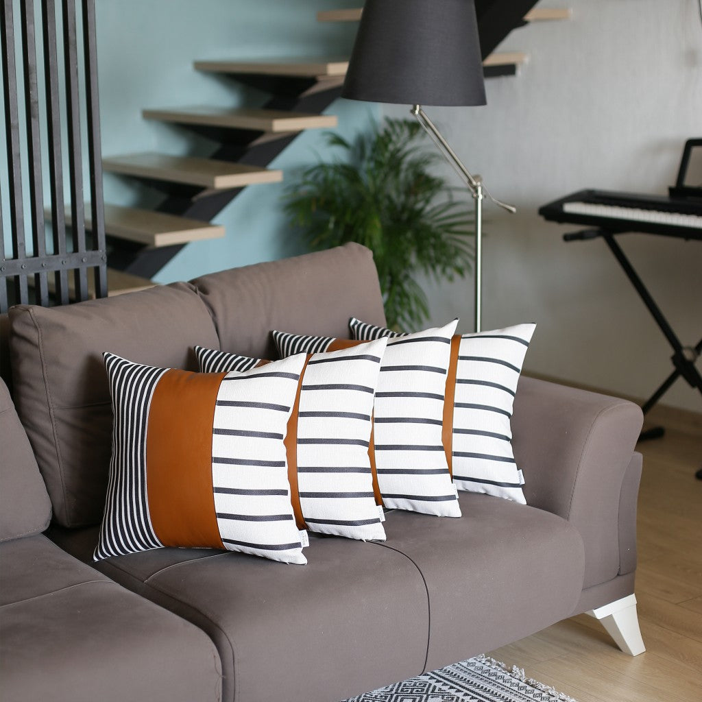 17 X 17 Brown Faux Leather Throw Pillow Cover-Accent Throw Pillows-DECOROLALA