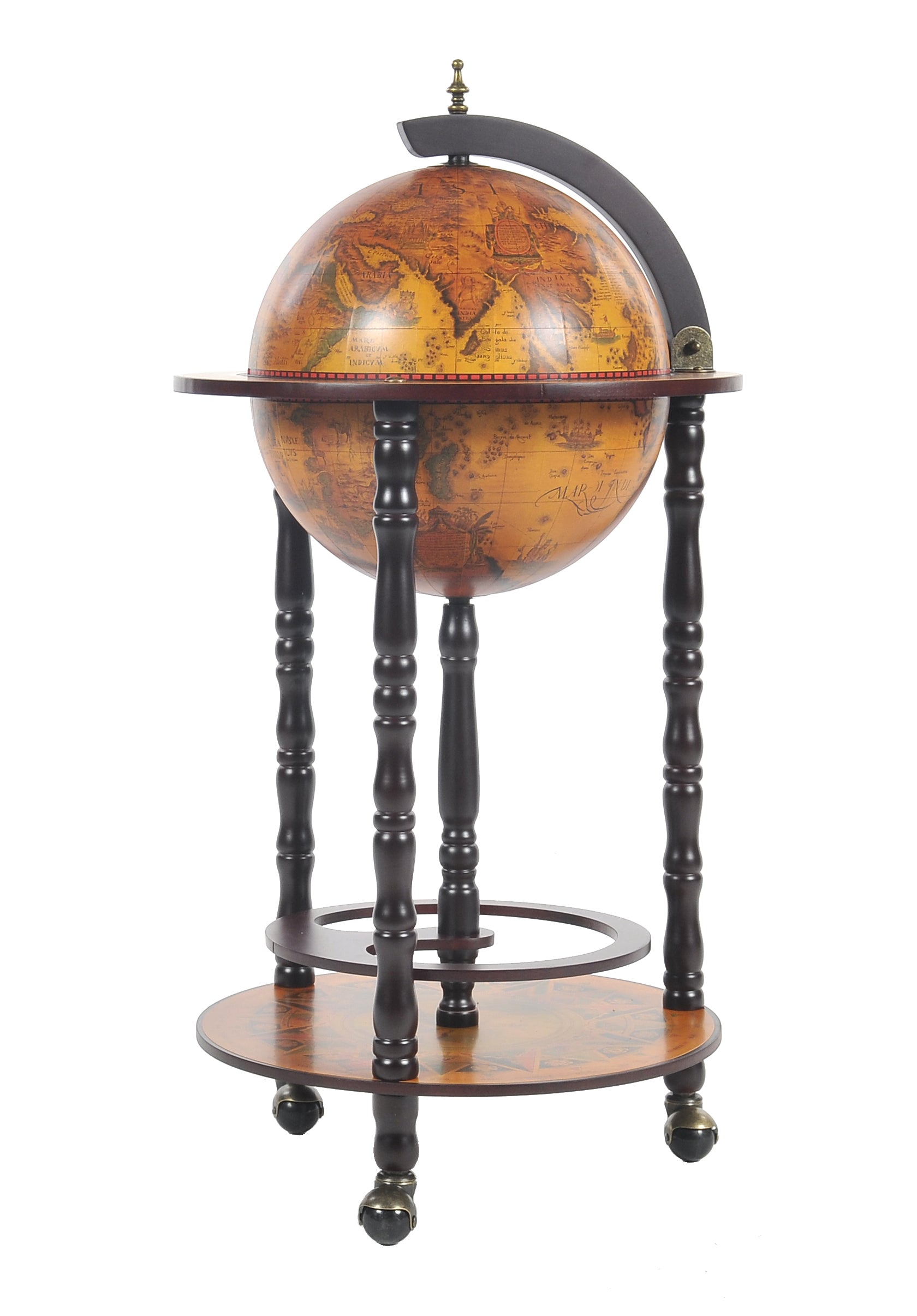17" X 17" X 35" Globe Bar Table 330Mm 4 Legs Stand Red-Kitchen Carts-Islands-DECOROLALA