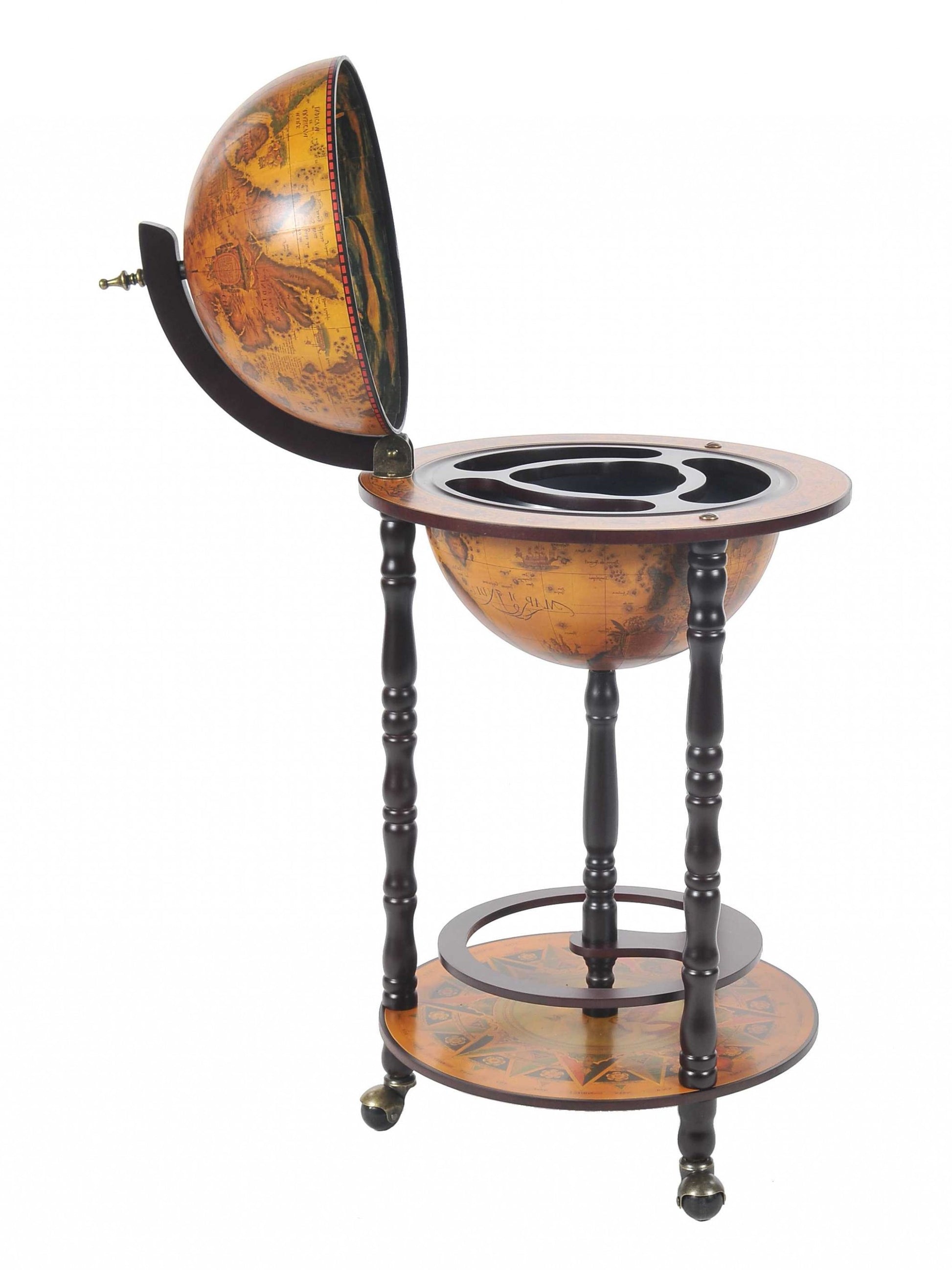 17" X 17" X 35" Globe Bar Table 330Mm 4 Legs Stand Red-Kitchen Carts-Islands-DECOROLALA