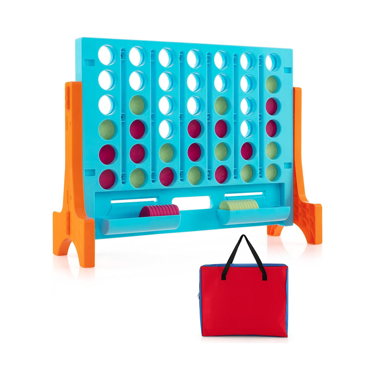 Jumbo 4-to-Score Connect Game Set - 42 Coins with Carrying Bag