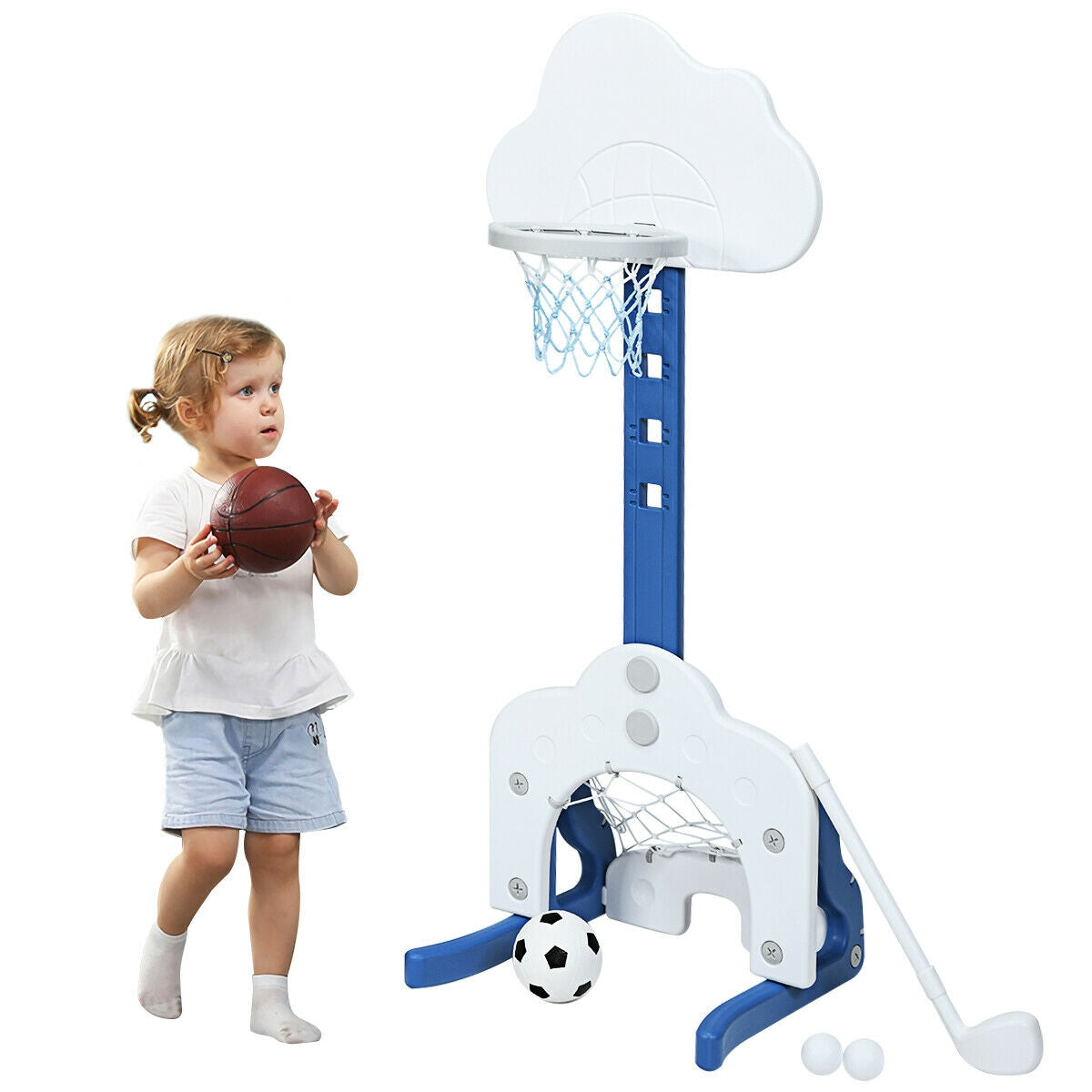 3-in-1 Kids Basketball Hoop Set with Balls