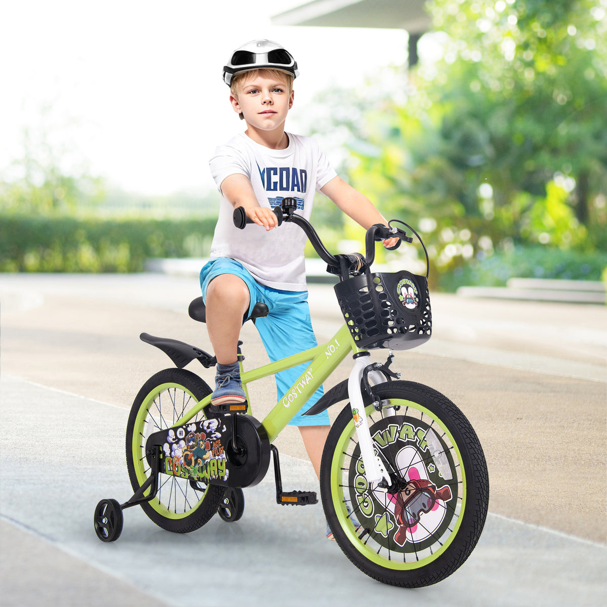 Kids Bike Adjustable with Detachable Training Wheels for 4-8 Years Old